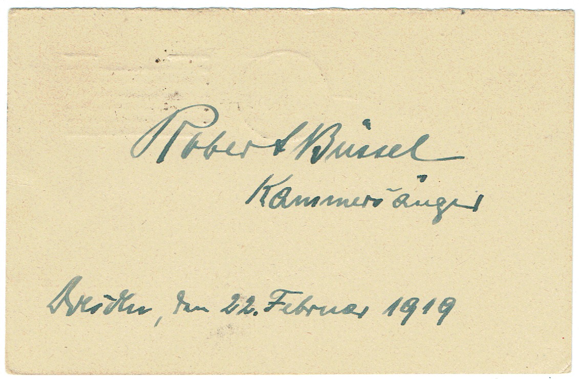 Eigenh. Unterschrift auf Postkarte. by Büssel, Robert, Opernsänger ...