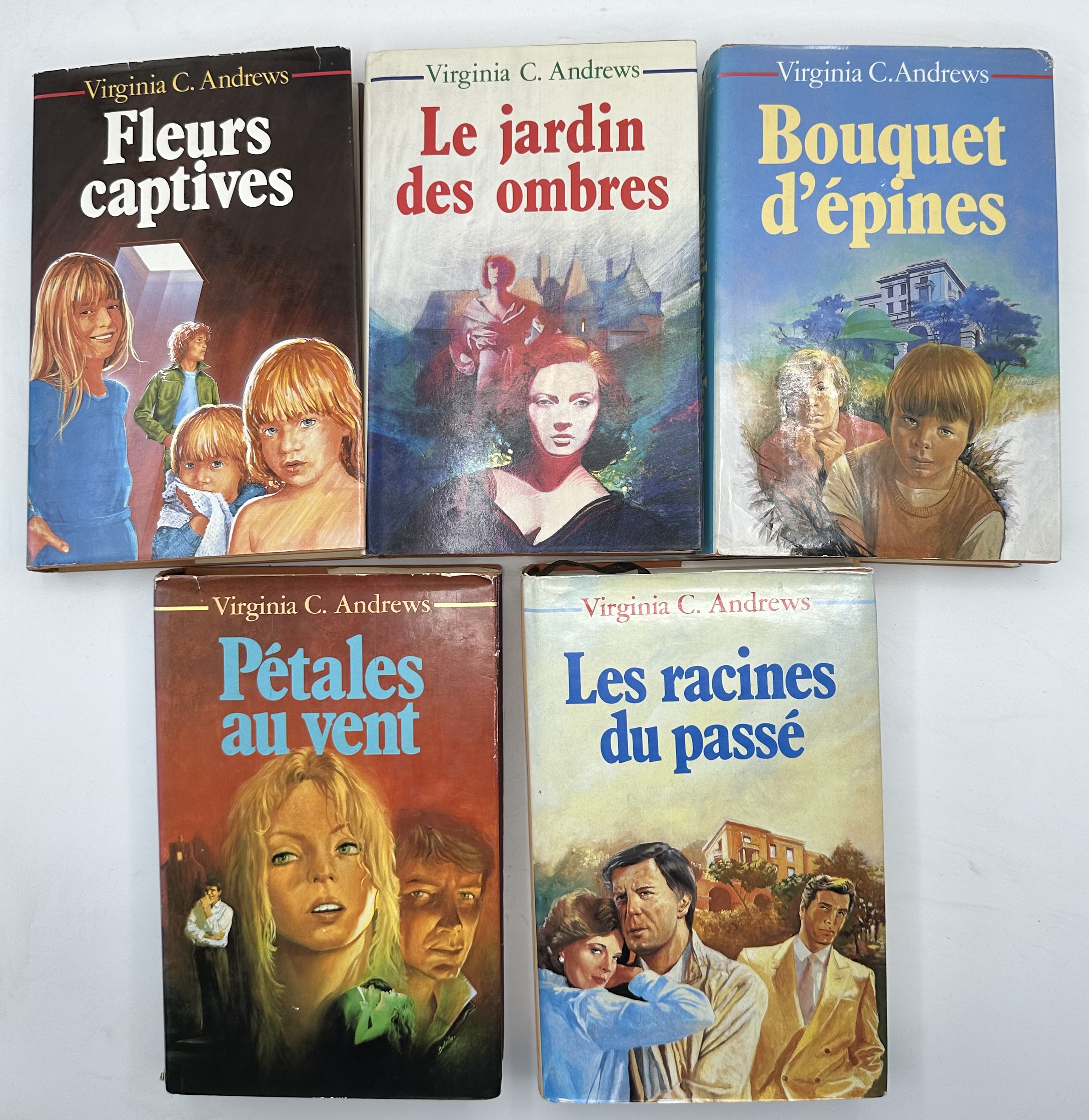 Virginia C. Andrews Fleurs captives / 5 tomes série complète Fleurs captives  Pétales au vent Bouquet d'épines Les Racines du passé Le Jardin des ombre  par Virginia Andrews: Bon Couverture rigide