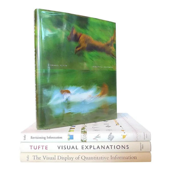 The Visual Display of Quantitative Information. Envisioning Information. Visual Explanations: Images and Quantities, Evidence and Narrative. Beautifu