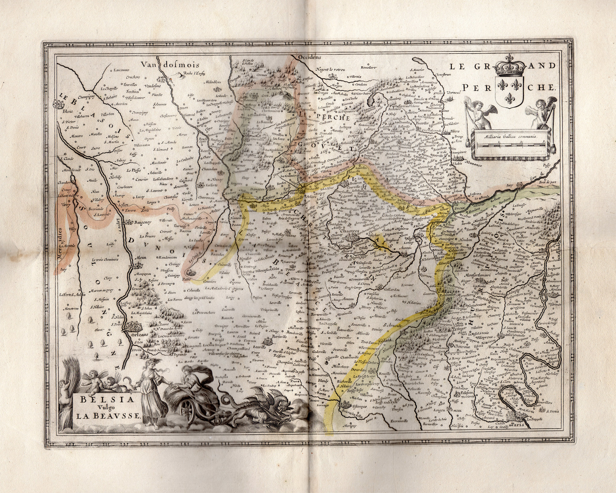 Antique -MAP-BEAUCE-NORTH-FRANCE-DRAGONS-CART-WOMEN-HAY-PUTTI-Janssonius-1656 [ ] [Hardcover]