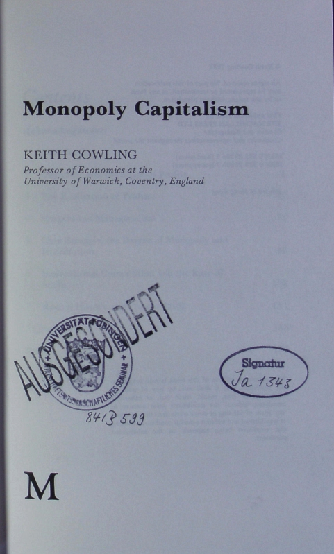 Monopoly capitalism. - Cowling, Keith