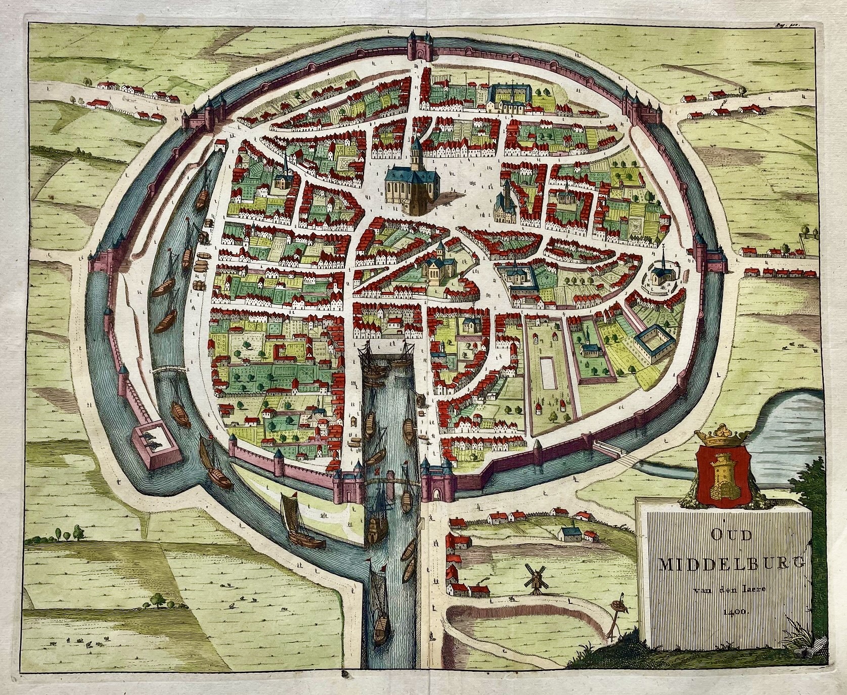 Oud Middelburg van den Iaere 1400. by M. Smallegange: (1696) Map