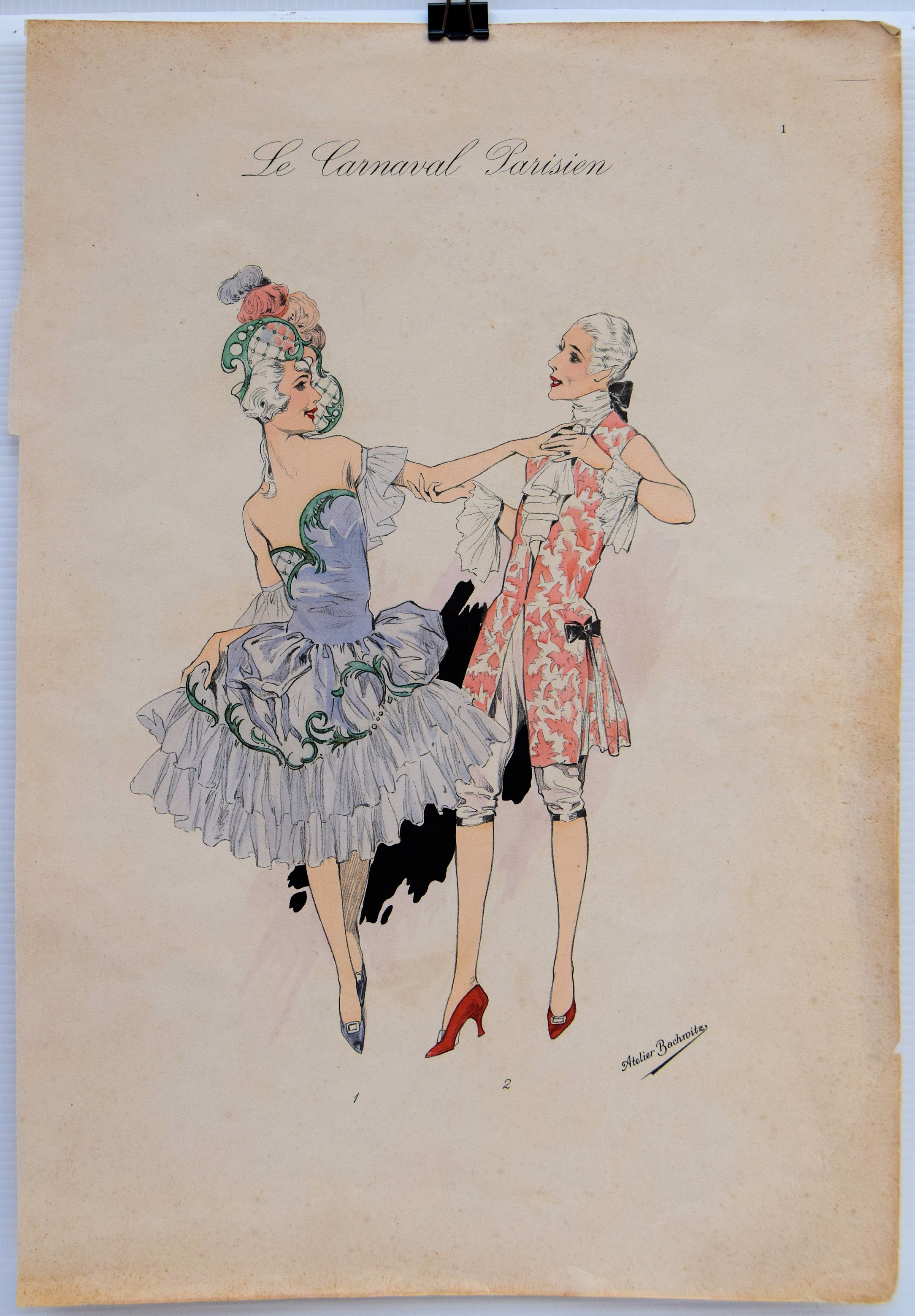 PICTURESQUE COSTUMES FOR THE CARNIVAL. From a series of fancy dress costumes ; Groupe de Sevres, costume de la Dame en taffetas. Costume du cavalier.