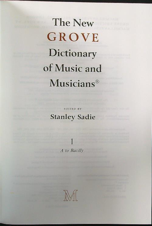 The new grove dictionary of music and musicians Sadie, Stanley [Good]