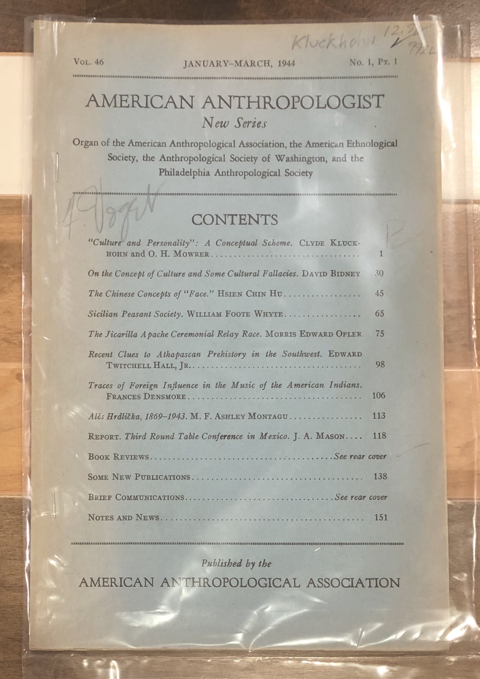American Anthropologist (New Series), Vol. 46, No. 1, Pt 1, January