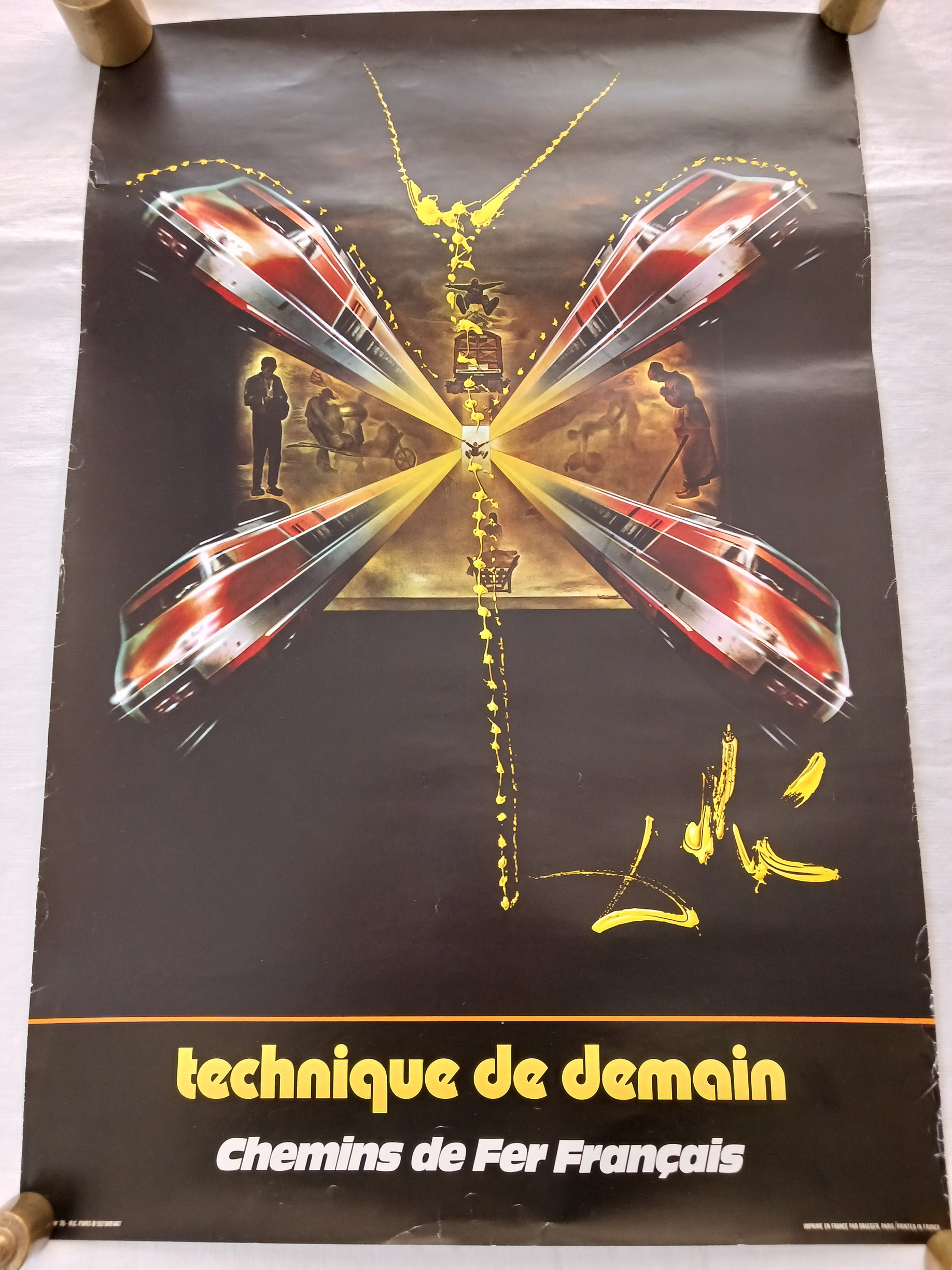 AFFICHE SNCF SALVADOR DALI TECHNIQUES DE DEMAIN- CHEMINS DE FER ...