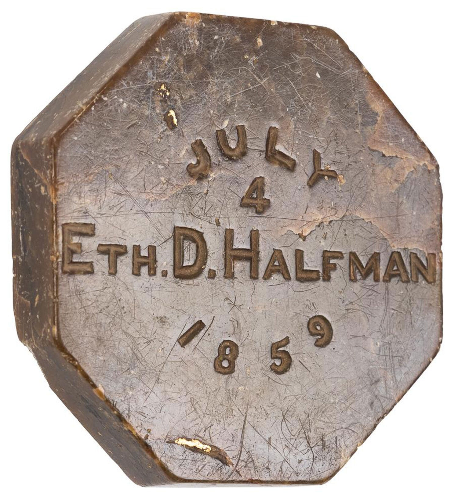 CALIFORNIA GOLD RUSH RELIC. OCTAGONAL POLISHED STONE SOUVENIR FROM ...