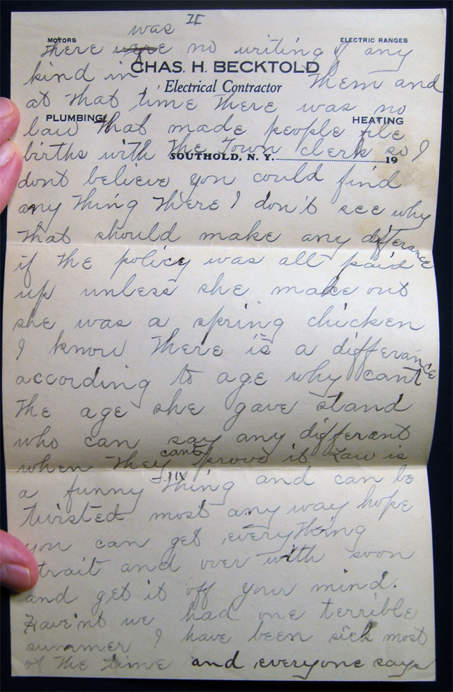 1930 Handwritten Letter Signed on the Letterhead of Chas. H. Becktold