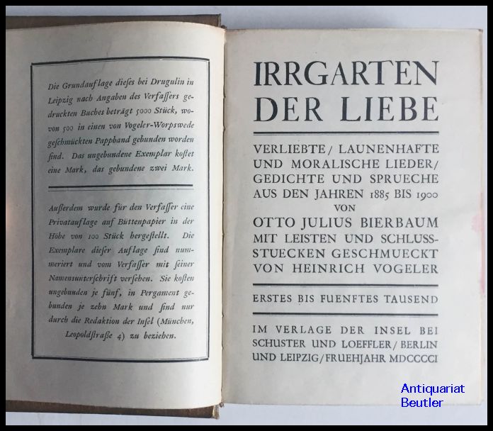 Irrgarten der Liebe. Verliebte, launenhafte und moralische Lieder
