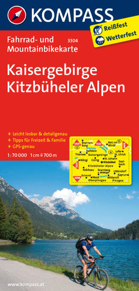 Kaisergebirge - Kitzbüheler Alpen: Fahrrad- und Mountainbikekarte. GPS-genau. 1:70000 (KOMPASS-Fahrradkarten International, Band 3304) Fahrrad- und Mountainbikekarte. GPS-genau. 1:70000 - KOMPASS-Karten GmbH