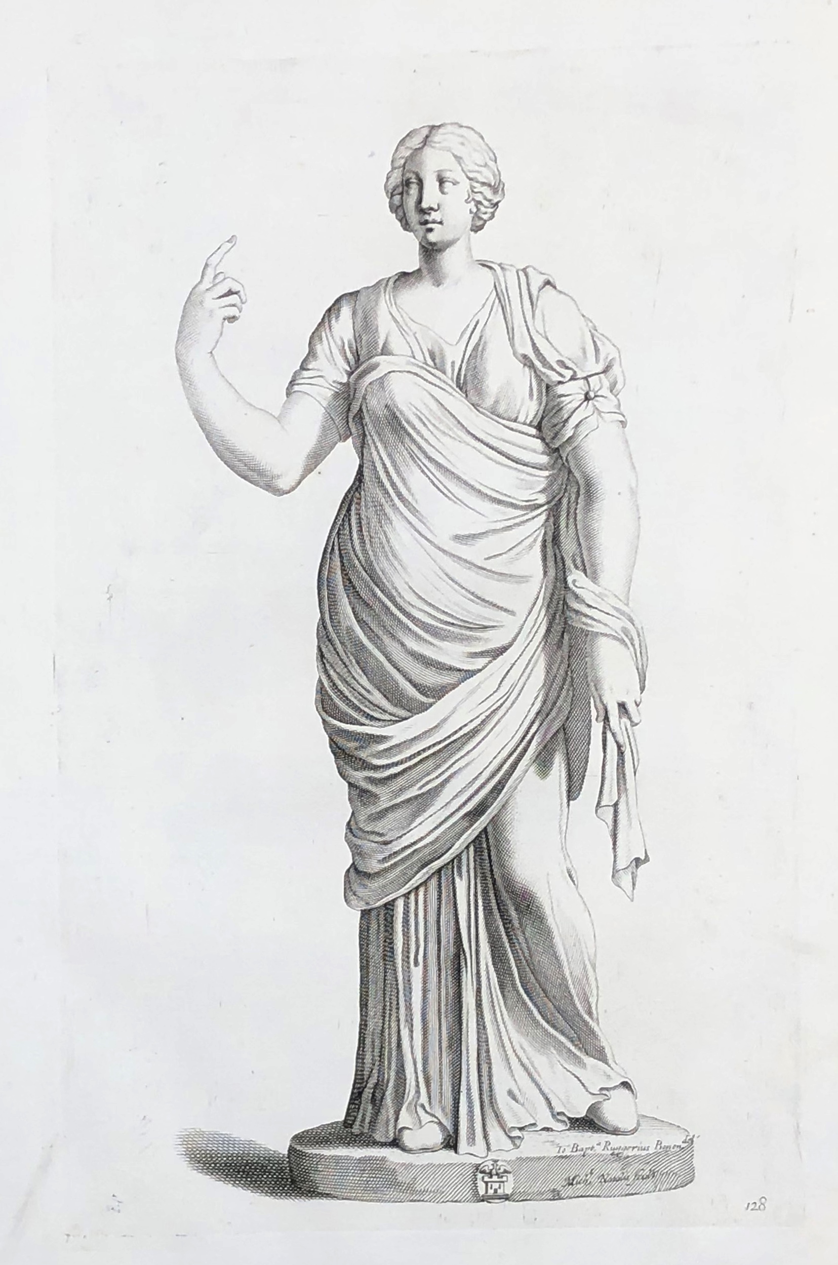 (Statue of a standing woman with one arm raised) - woman / Frau / femme ...