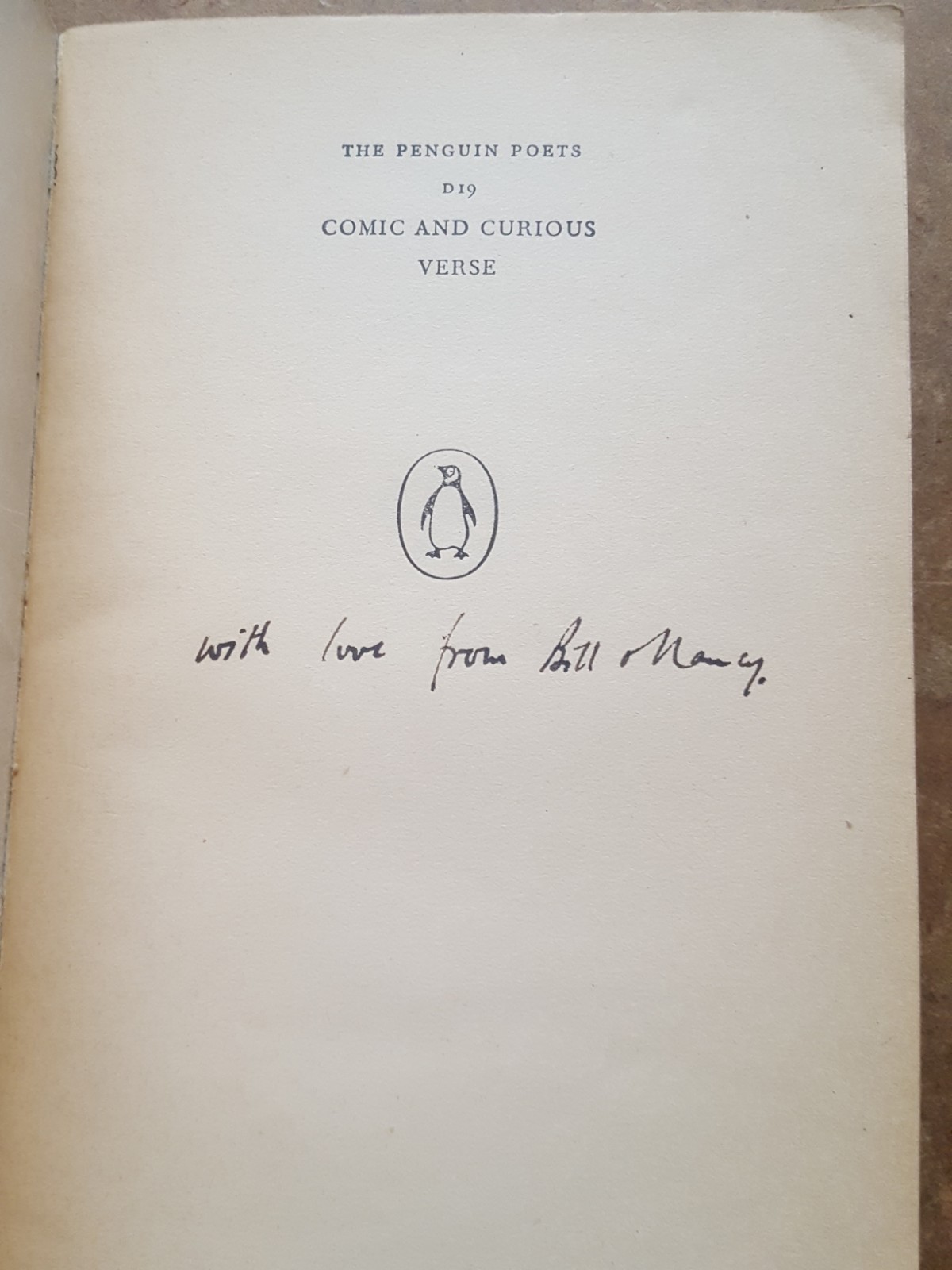 The Penguin Book of Comic and Curious Verse [With dedication from actor Bill Murray) J. M. Cohen [Fine] [Softcover]