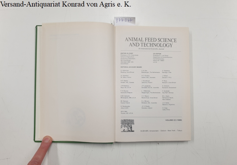 Animal Feed Science and Technology An International Scientific Journal Volume 22 1988 by