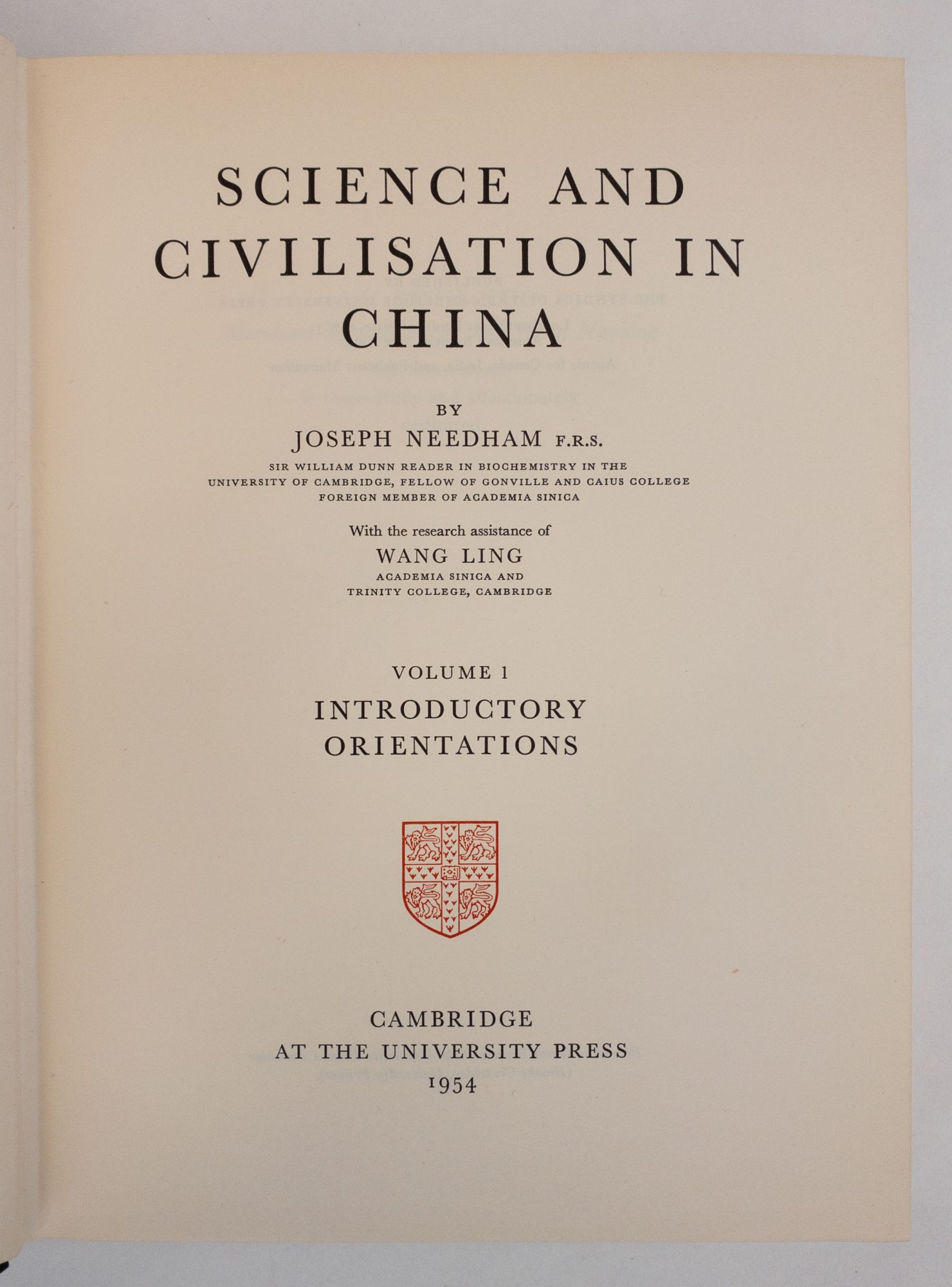 SCIENCE & CIVILISATION IN CHINA [Nine Volumes Only] von Needham, Joseph ...