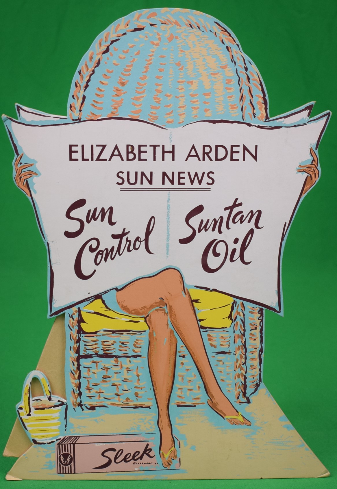 Elizabeth Arden Sun News Sun Control/ Suntan Oil 3-D Advert Sign Alexander Warren Montel [Very Good]