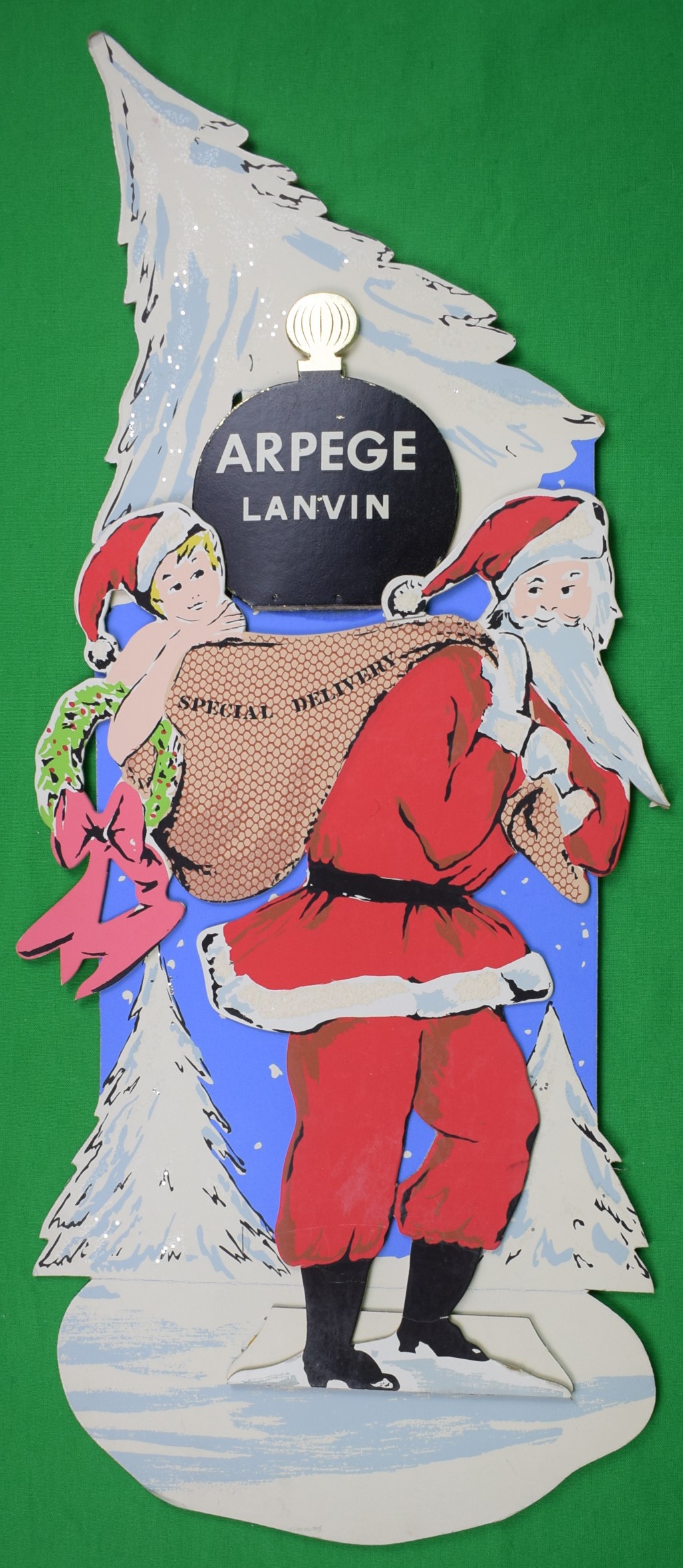 Lanvin Arpege Perfume w/ Santa Claus 3-D Advert Sign Alexander Warren Montel [Very Good]