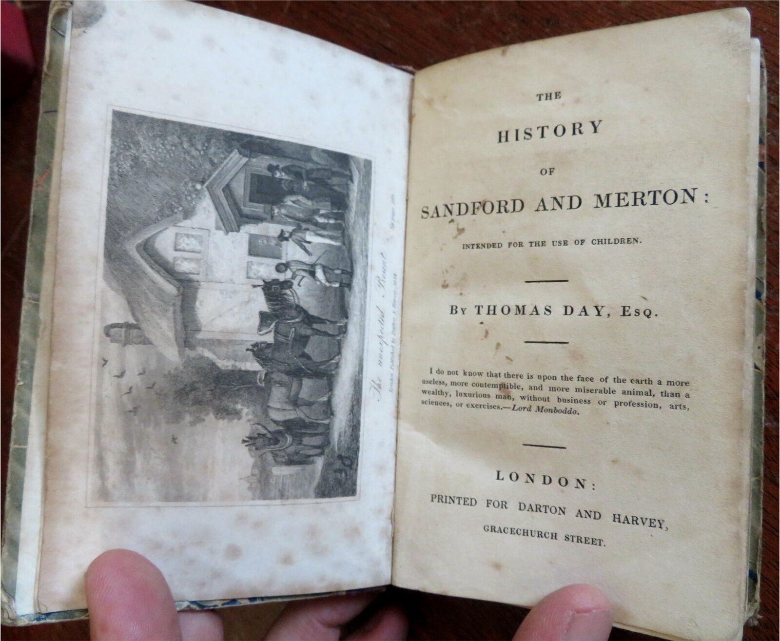 History of Sandford & Merton 1840's Thomas Day juvenile history leather book [Good] [Hardcover]