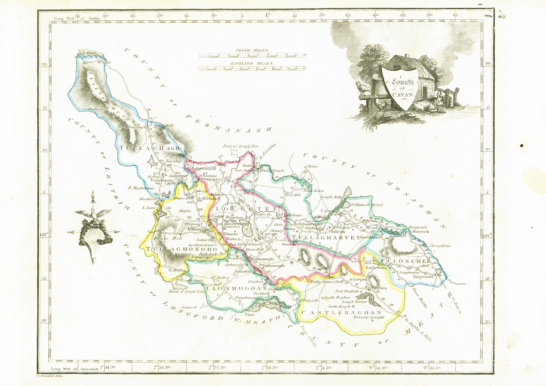 1822 Antique Ireland Irish Map COUNTY OF CAVAN by John Grierson (IAE8) GRIERSON, GEORGE [ ]