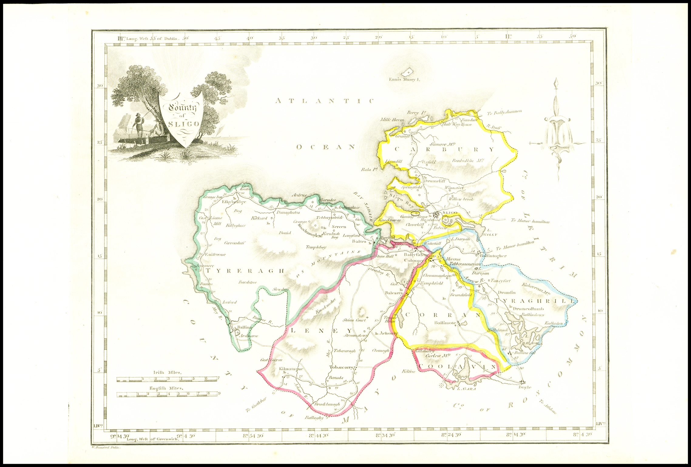 1822 Antique Ireland Irish Map COUNTY OF SLIGO by John Grierson (IAE30) GRIERSON, GEORGE [ ]