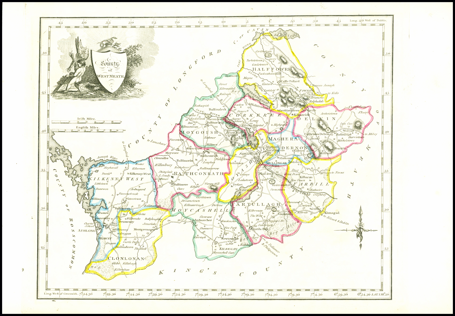 1822 Antique Ireland Irish Map COUNTY OF WESTMEATH by John Grierson (IAE34) GRIERSON, GEORGE [ ]
