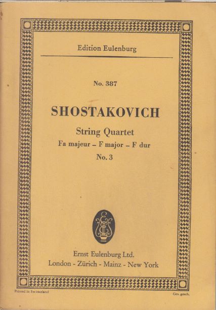 String Quartet No.3 in F major - Study Score - Shostakovich, Dmitri