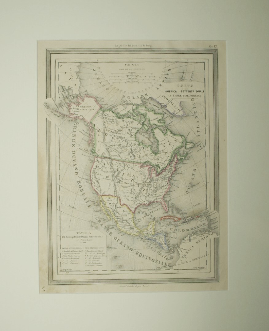 Abebooks Carta delle divisioni politiche dell'America settentrionale e terre colombiane