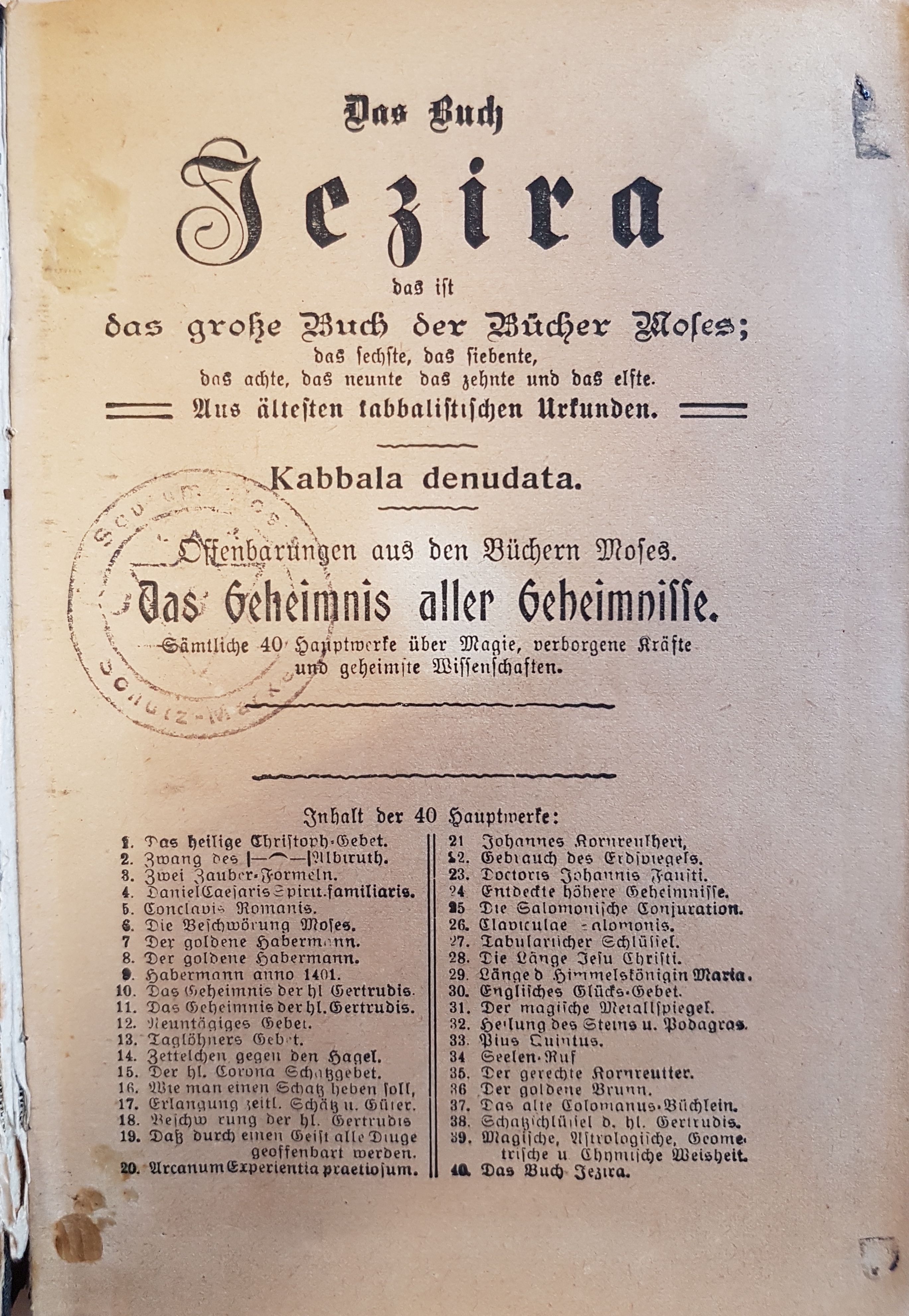 Das Buch Jezira Das Ist Das Groe Buch Der Bcher Moses; Das Sechste