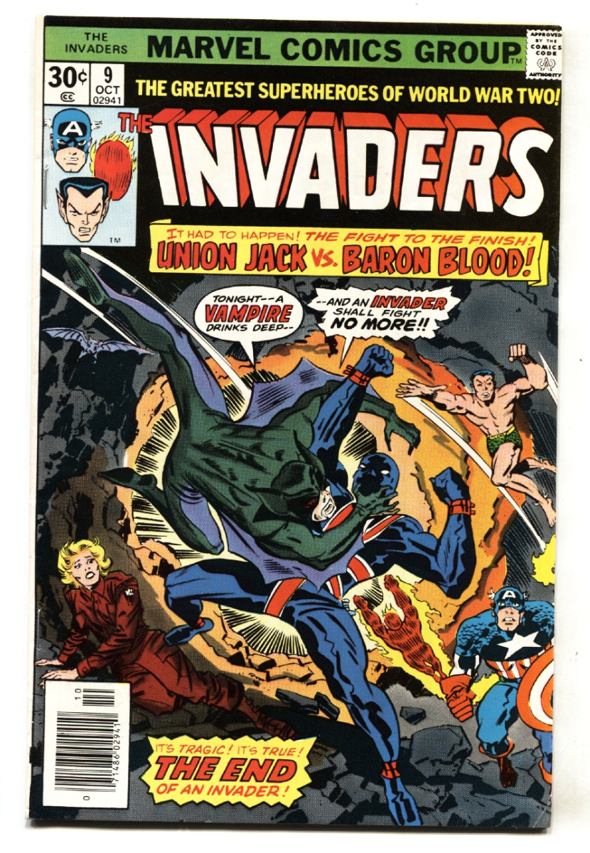 The Invaders #9 1976- Marvel Bronze Age- Union Jack- comic book VF