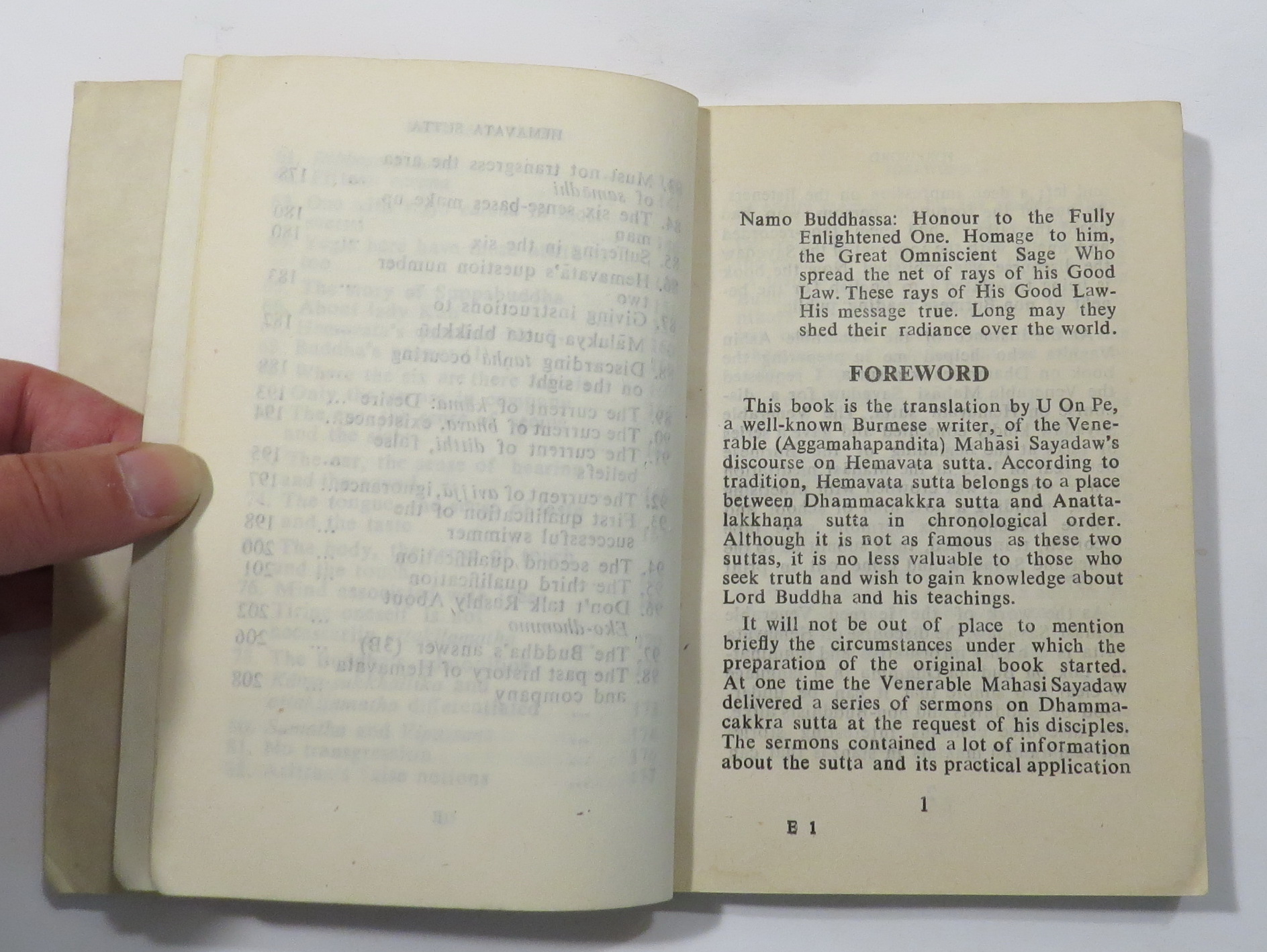 A Discourse on Hemavata Sutta : An English Rendering by U On Pe (Tet Toe) The Venerable Mahasi Sayadaw; translated by U Aye Maung; Foreword by U Nyi