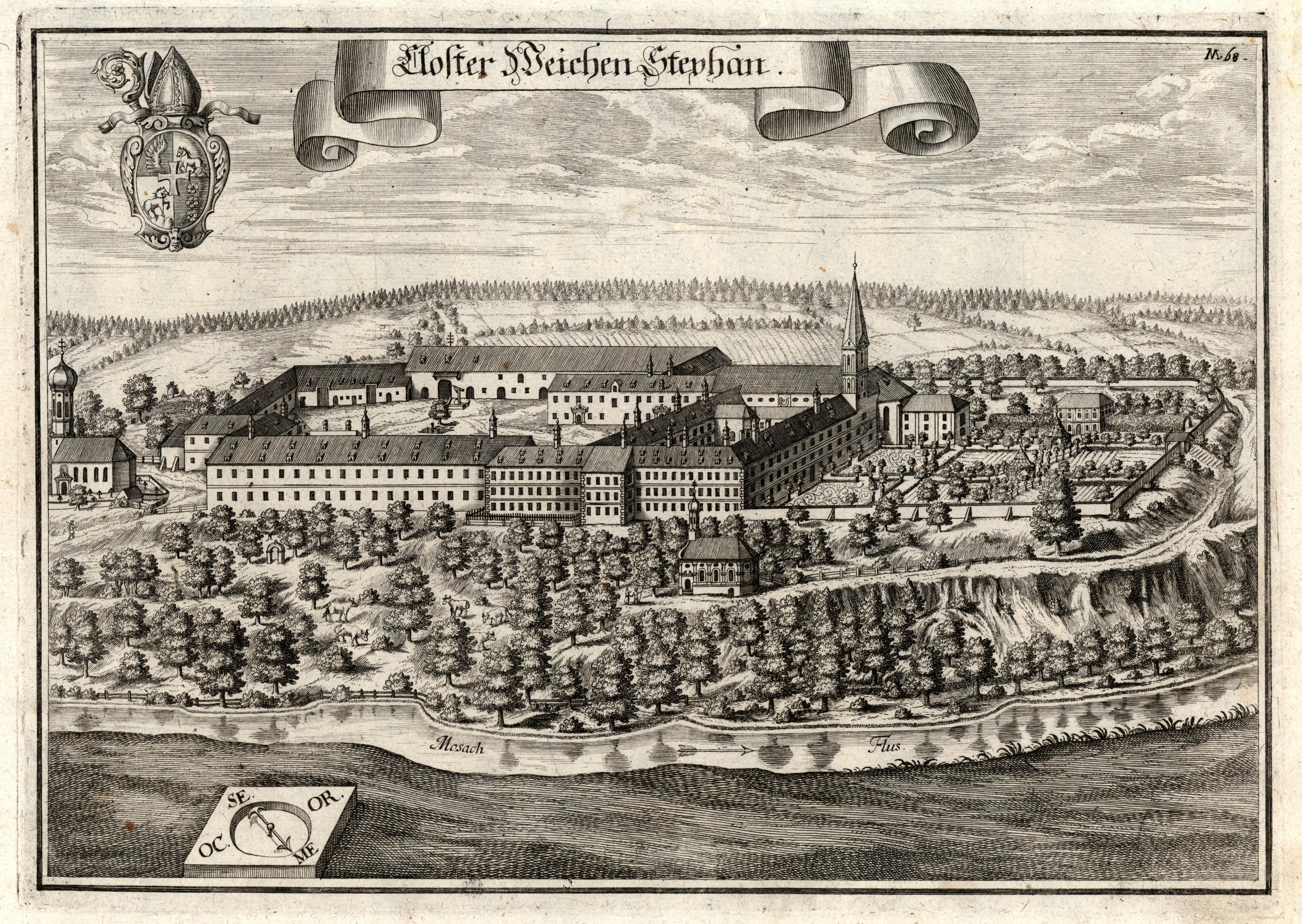 Teilansicht, Kloster, Closter Weicehn Stephan. von Freising: Weihenstephan::  Kunst / Grafik / Poster