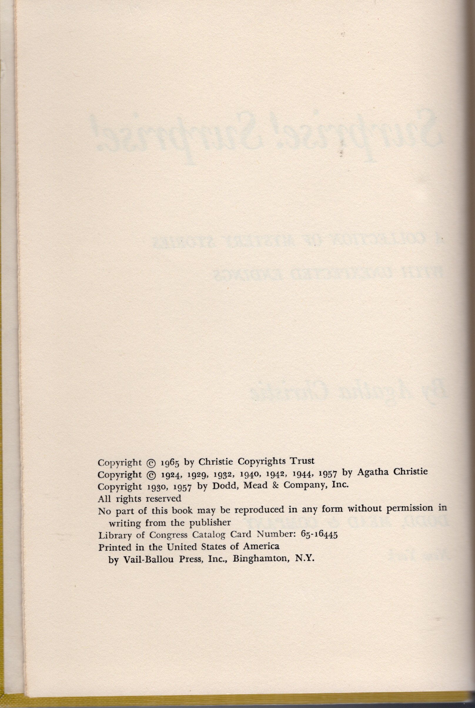 Surprise! Surprise! TRUE 1ST W/ORIGINAL DUST JACKET NOT PRICE CLIPPED