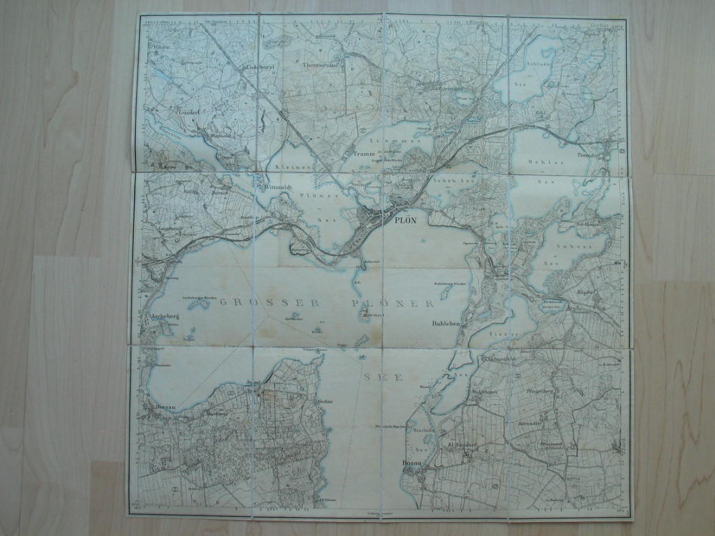 498 Plön. Topographische Karte 125000 1879 Schleswig Meßtischblatt