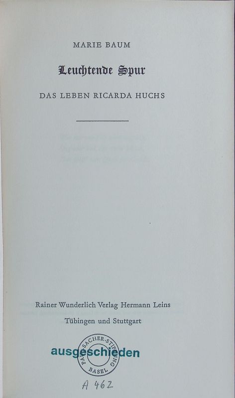 Leuchtende Spur. - Baum, M.