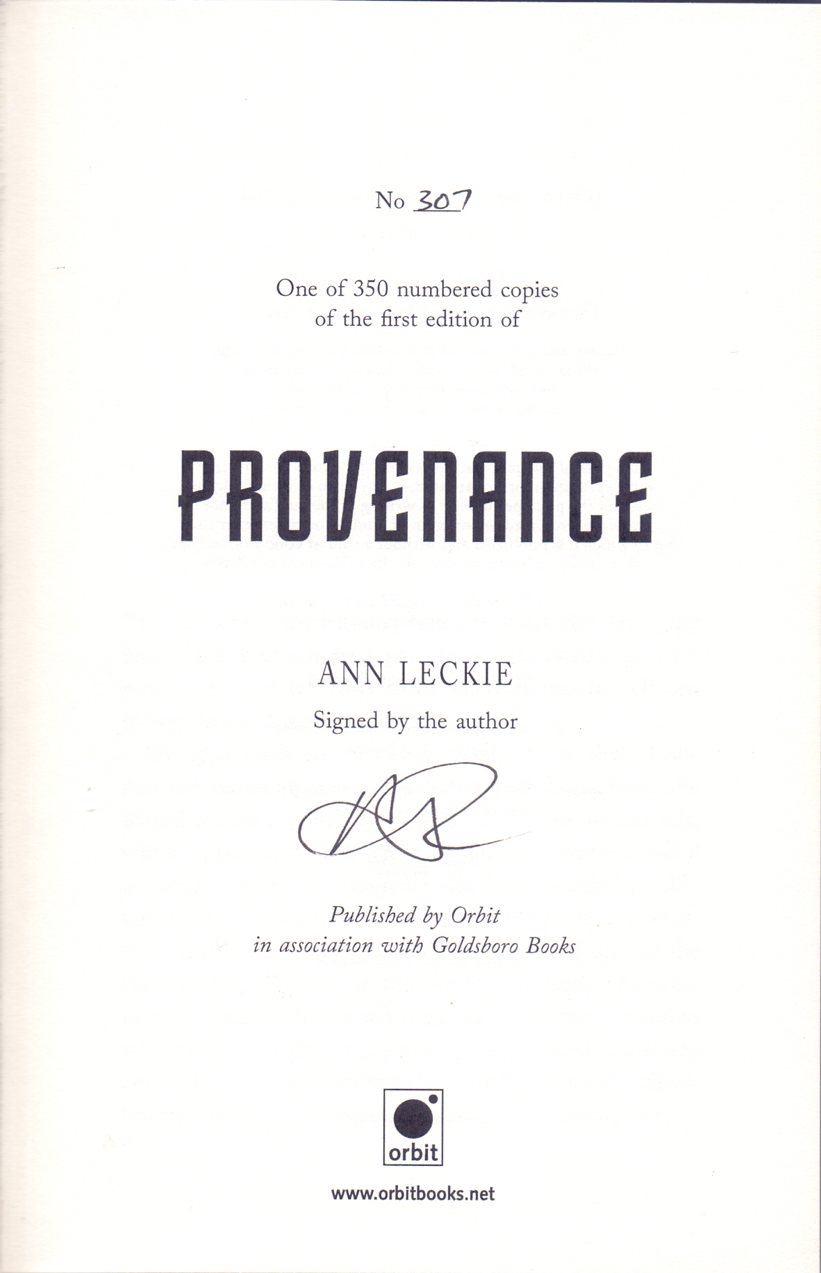 Provenance (SIGNED BOOK) by Ann Leckie