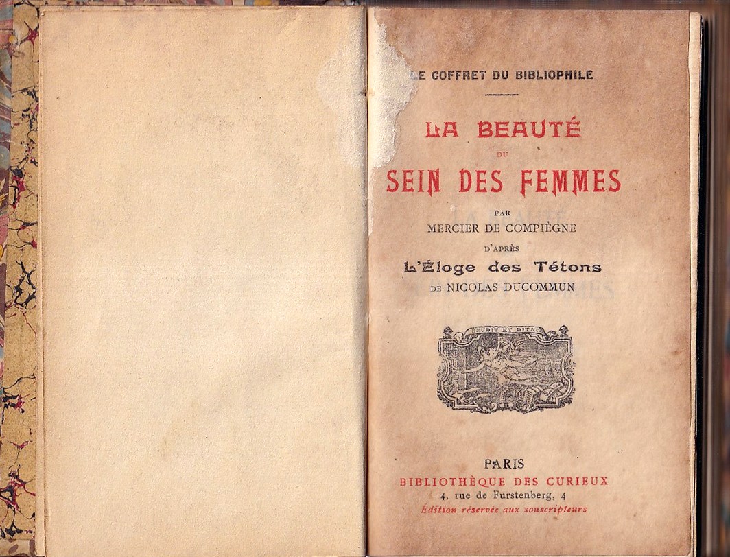 Abebooks La beauté des seins des femmes d'après 'L'éloge des Tétons' de Nicolas Ducommun
