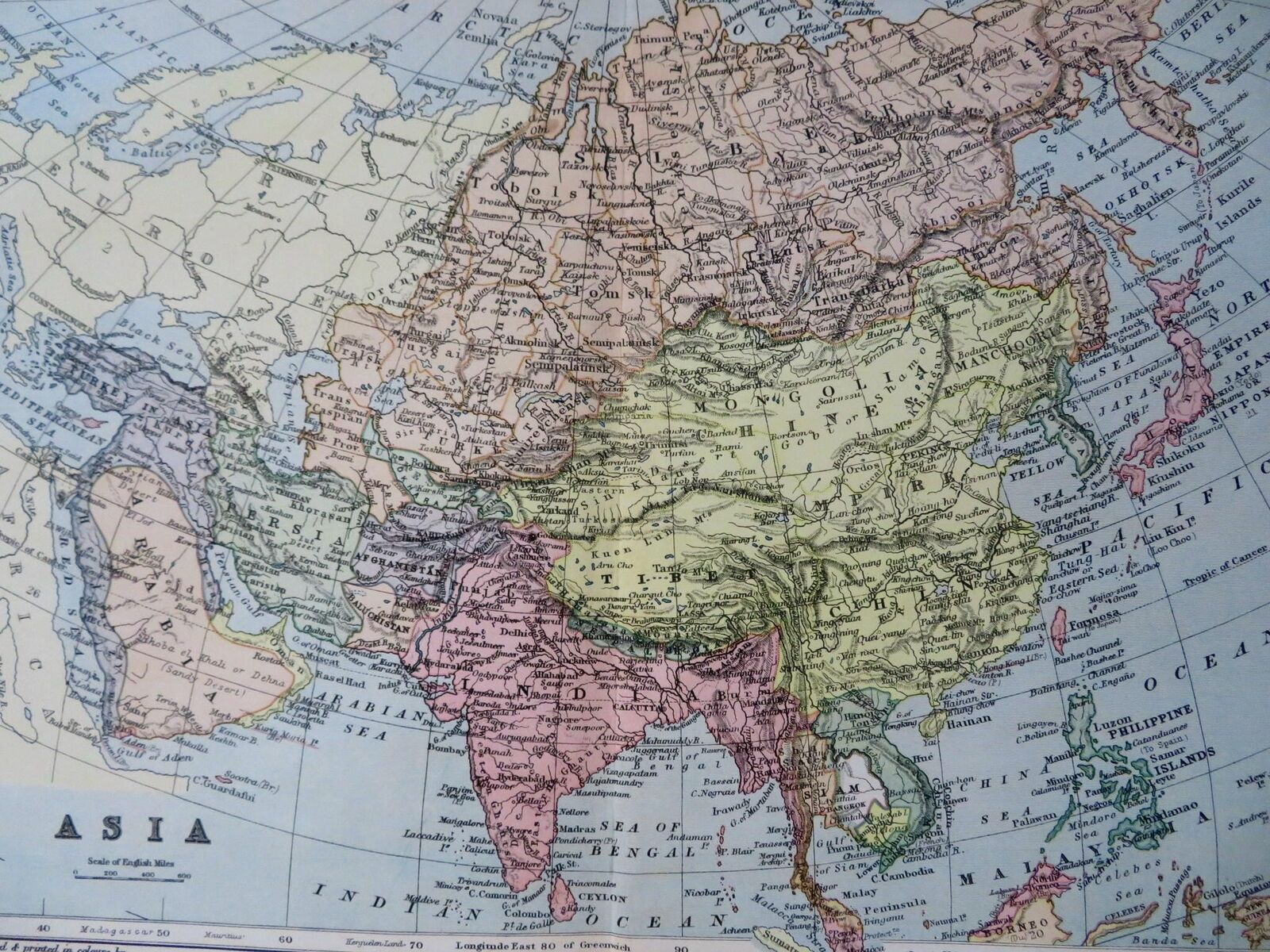 Asia Ottoman Empire Russia Qing Empire Japan British Raj 1895 Johnston map (1895) Map