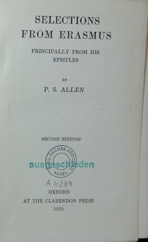 Selections from Erasmus. - Allen, P.