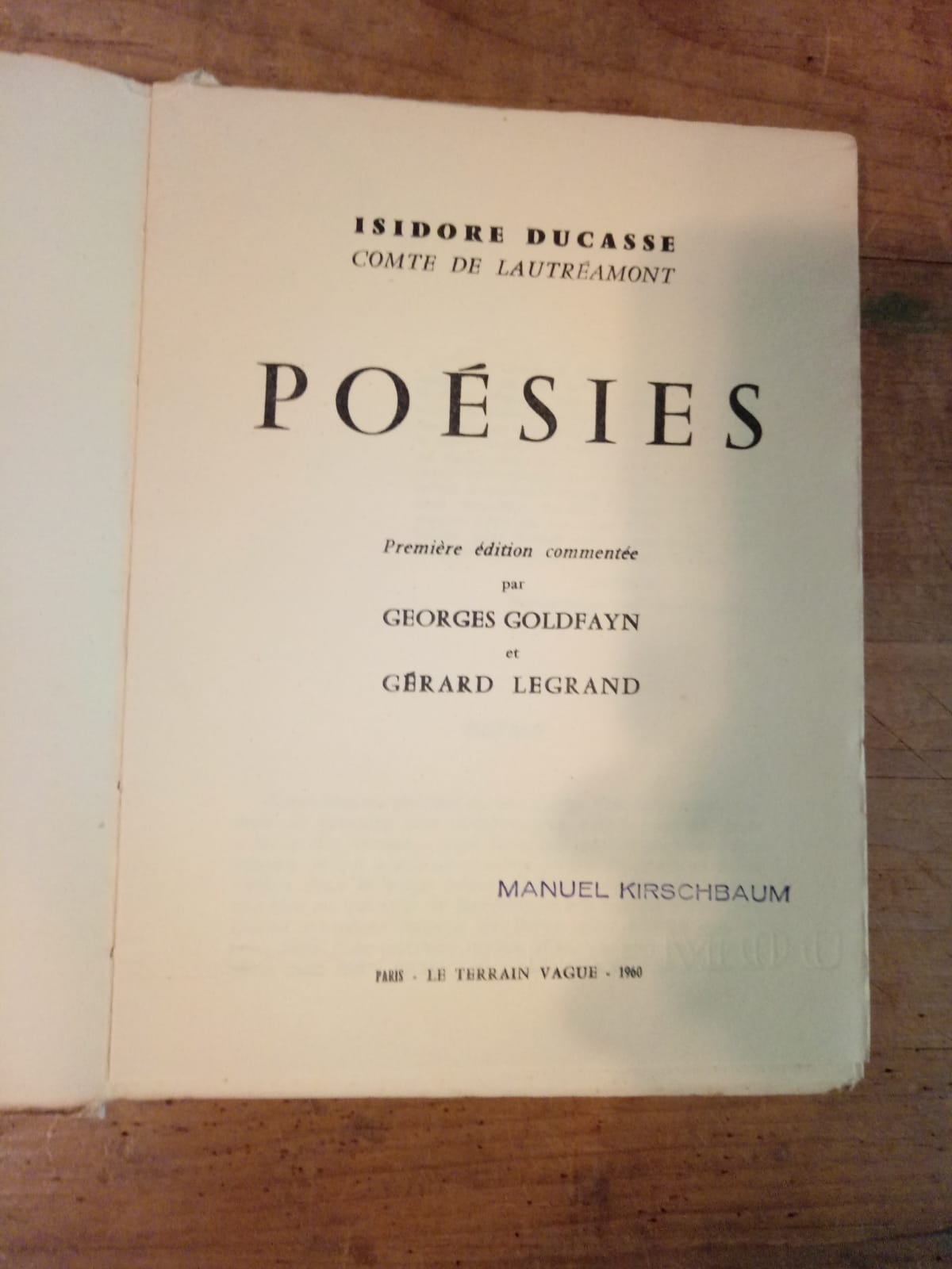 Poésies by Ducasse, Isidore / Comte De Lautréamont: Muy bien ...