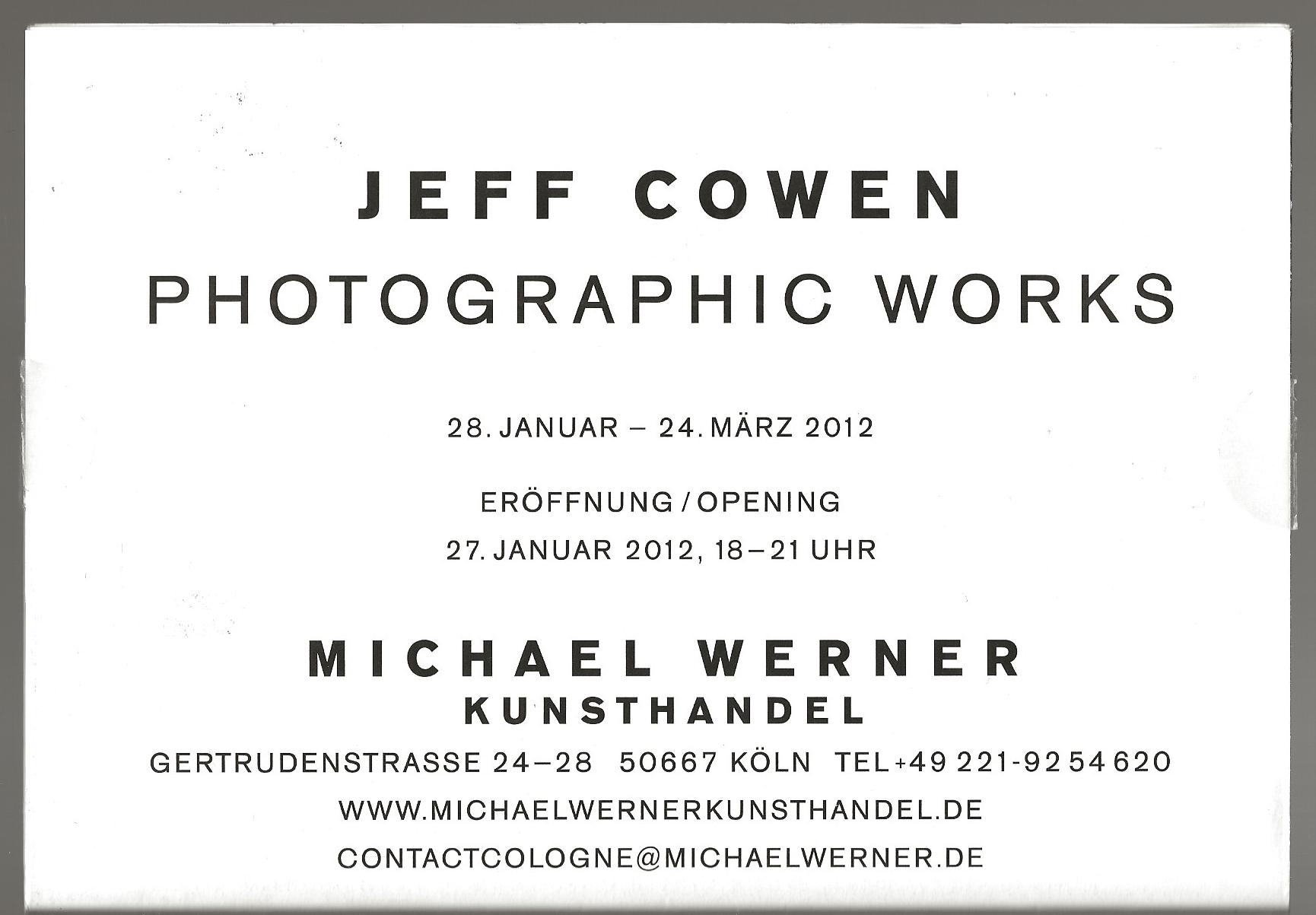 Jeff Cowen : Photographics Works (poster) by Cowen, Jeff: Fine No Binding  (2012) Poster. | The land of Nod - art & books