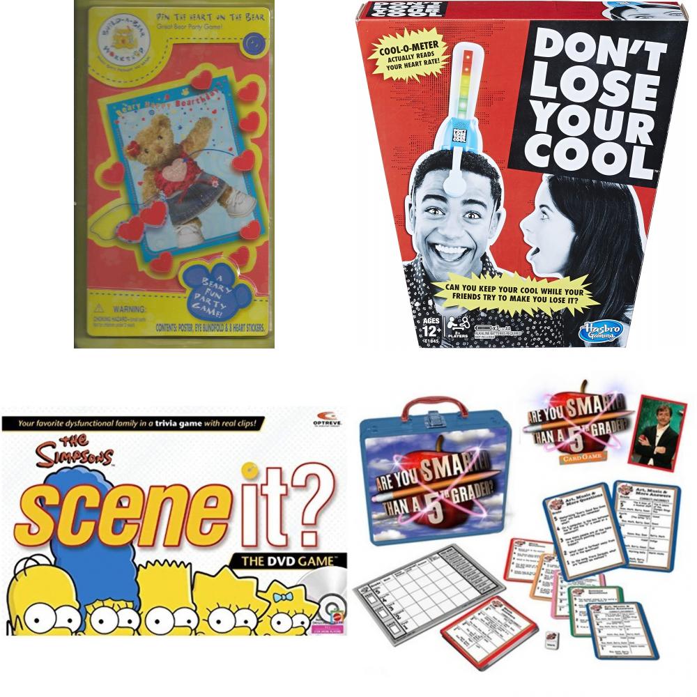 Assorted Board Games 4 Pack Bundle: Build-A-Bear Workshop Pin the Heart on  the Bear Game, Lakeshore Five Senses Game, Precious Moments Game, Passport