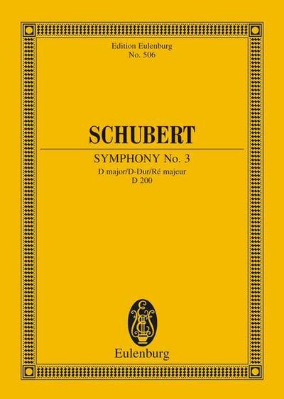 Sinfonie Nr. 3 D-Dur : D 200. Orchester. Studienpartitur. - Hermann Grabner
