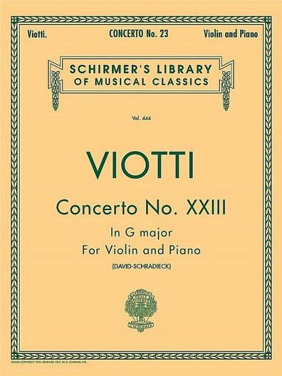 Concerto No. 23 in G Major: Schirmer Library of Classics Volume 444 Score and Parts - Giovan Battista Viotti