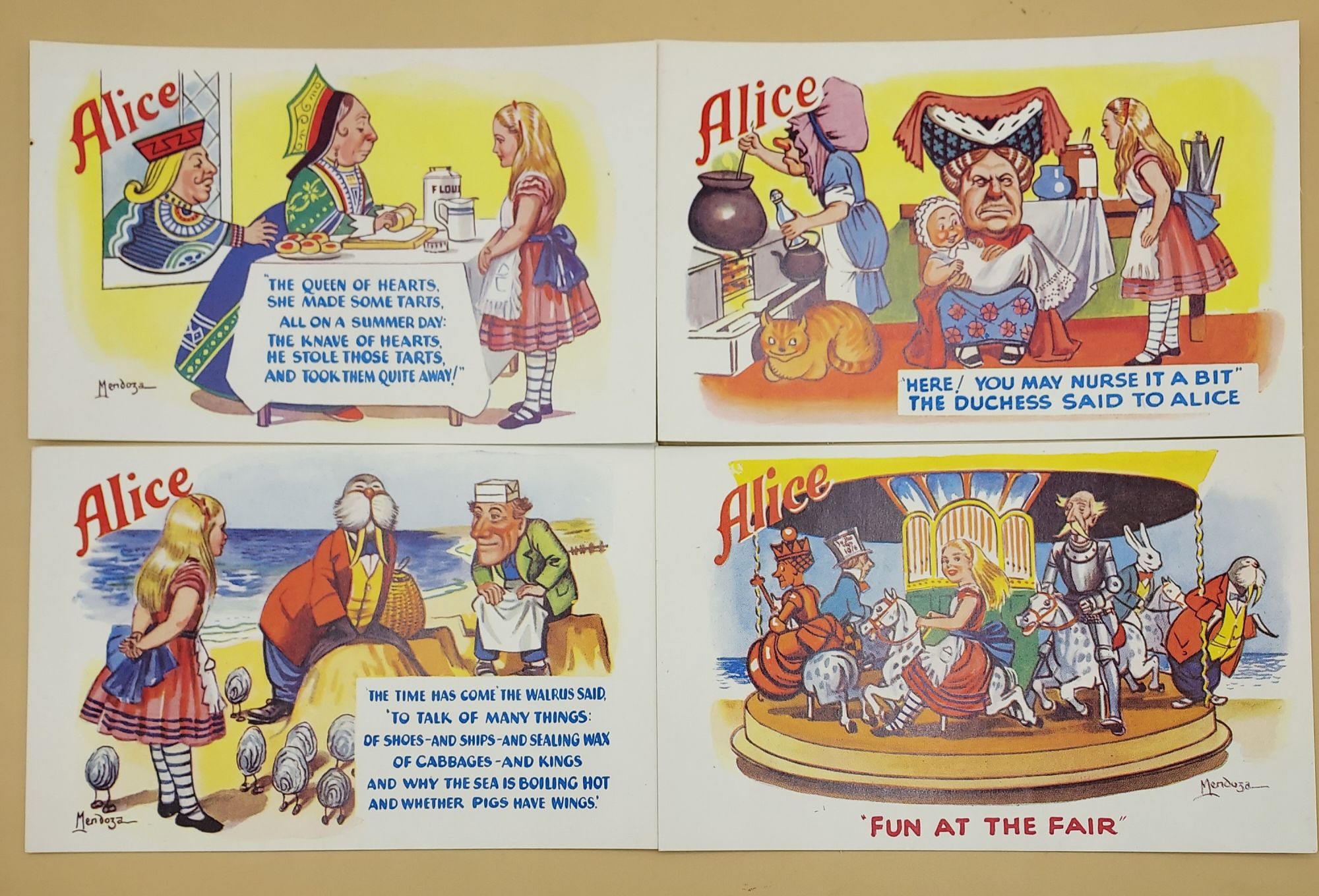 Alice in Wonderland through the Postcard