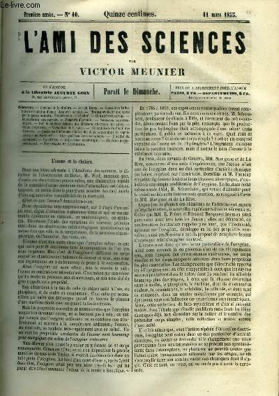L'ami des sciences n° 10 - L'ozone et le choléra, Joseph Remy, Chaudière tubulaire a circulation d'eau, Appareil Arnier, Transport électrique opéré p