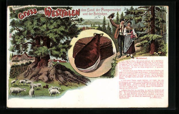 Ansichtskarte Westfälische Idylle mit Pumpernickel und Schinken: (1910 ...