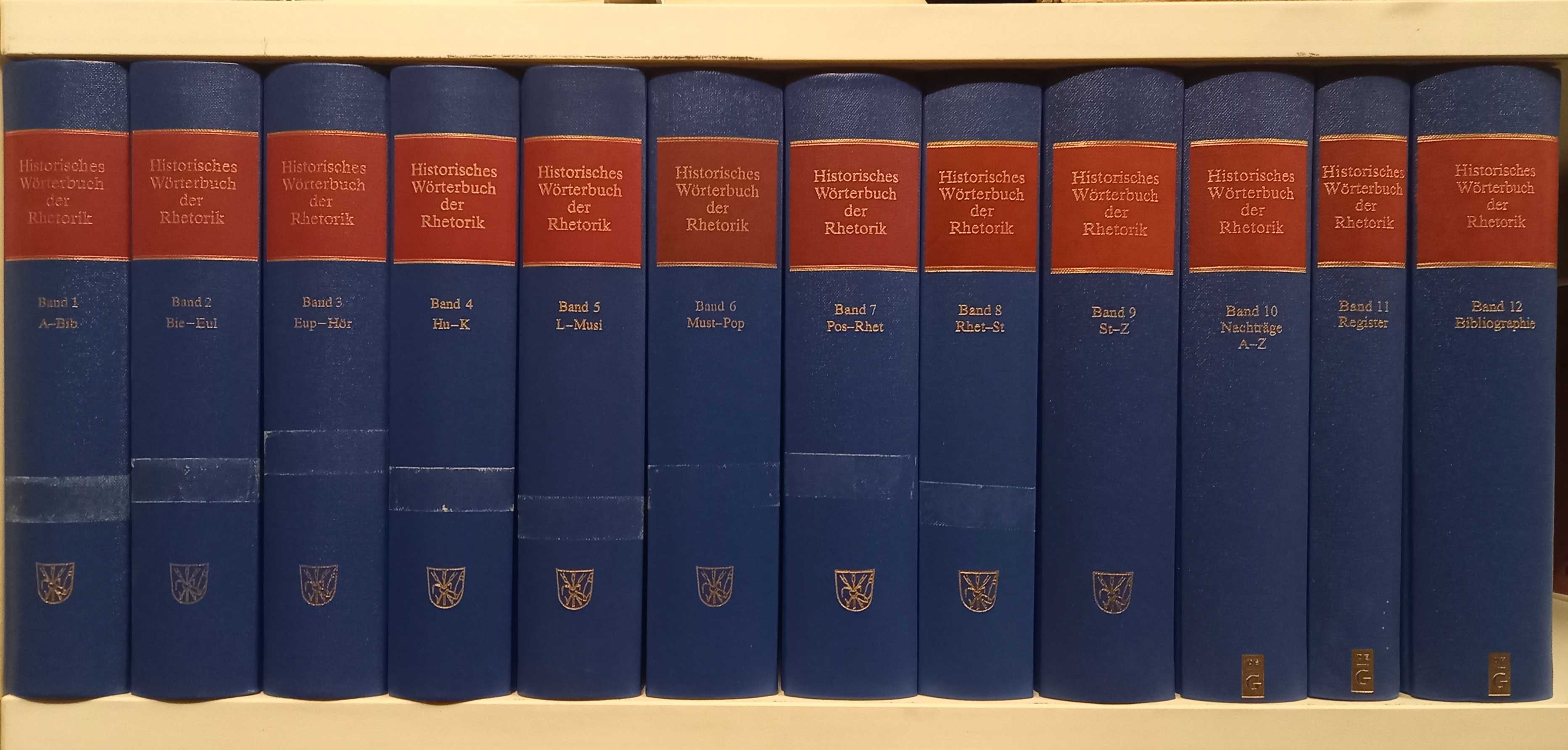 Historisches Wörterbuch der Rhetorik (12 Bände komplett) Band 1-10 mit Register (Band 11) und Bibliographie (Band 12) - Ueding, Gert (Hg.) -