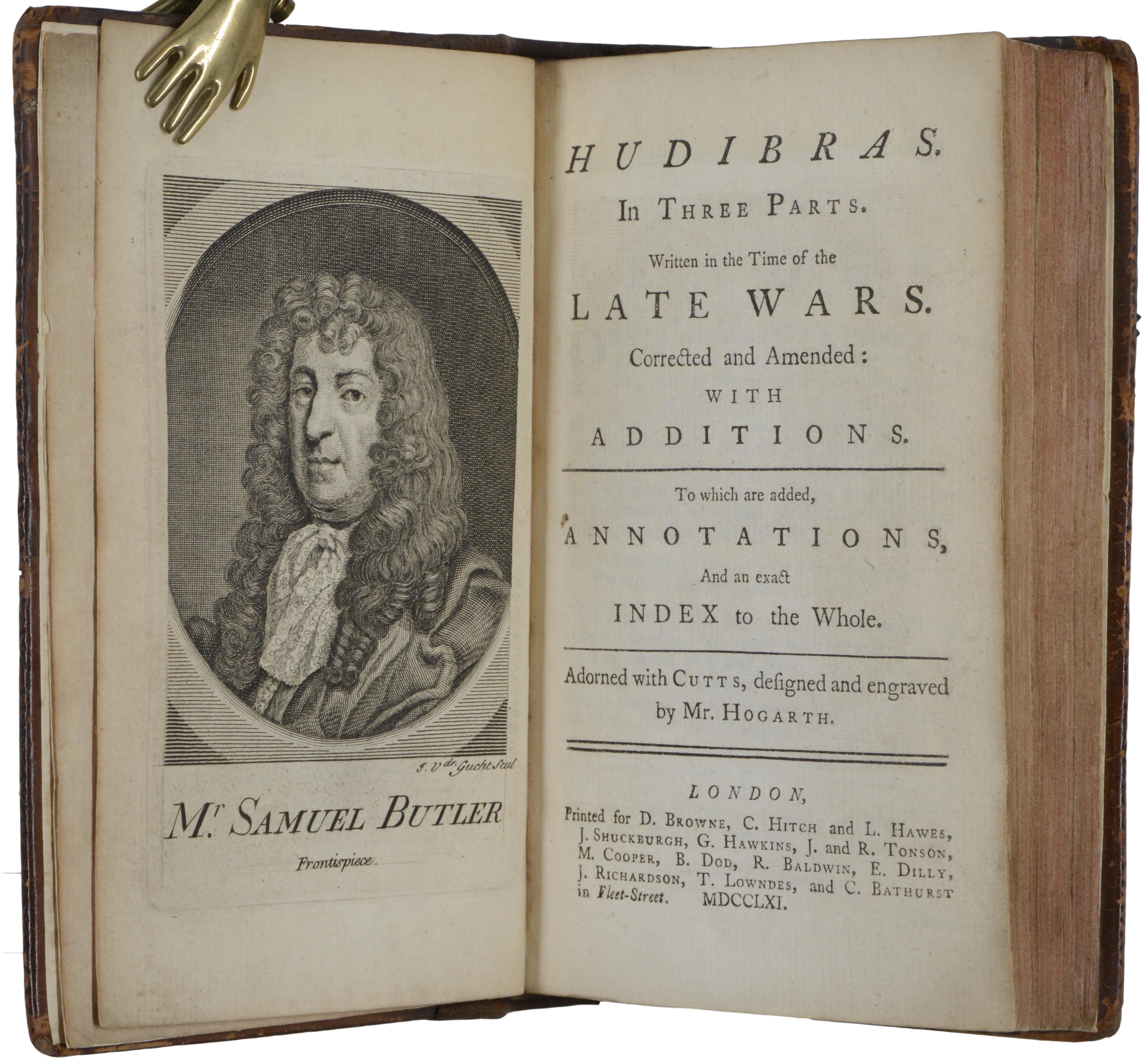 Hudibras. In Three Parts. Written in the Time of the Late Wars. Corrected and amended: with additions. To which are added, annotations, and an exact index to the whole. - BUTLER, Samuel.