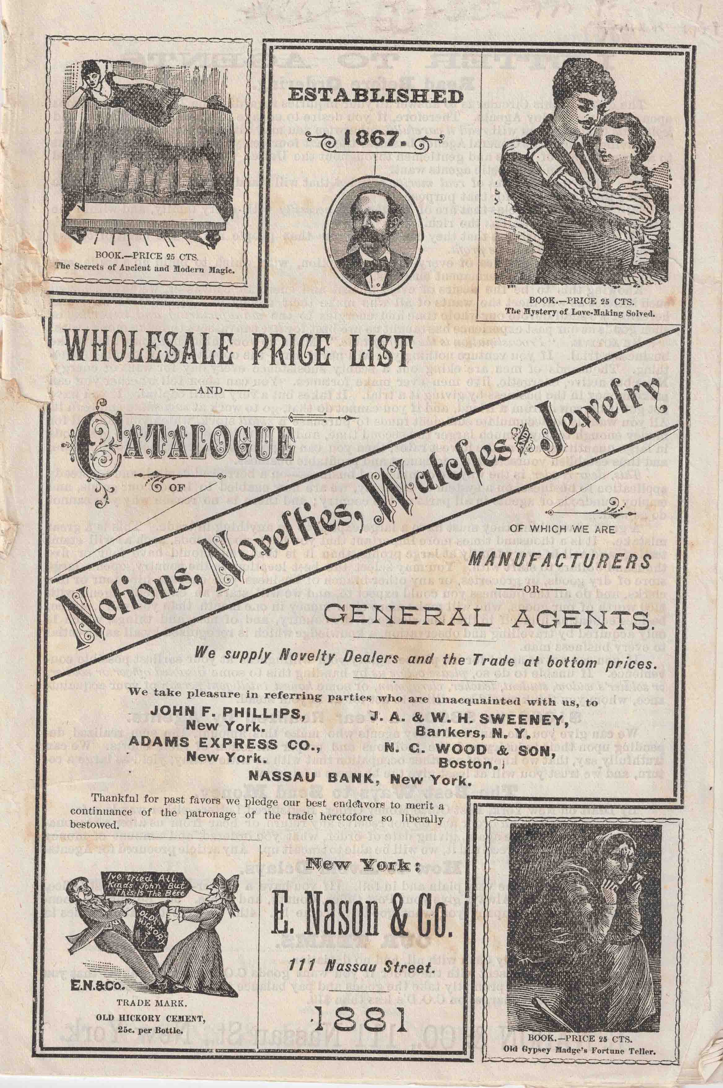 Wholesale Price List and Catalogue of Notions, Novelties, Watches and Jewelry Nason, E., & Co. [ ] [Softcover]
