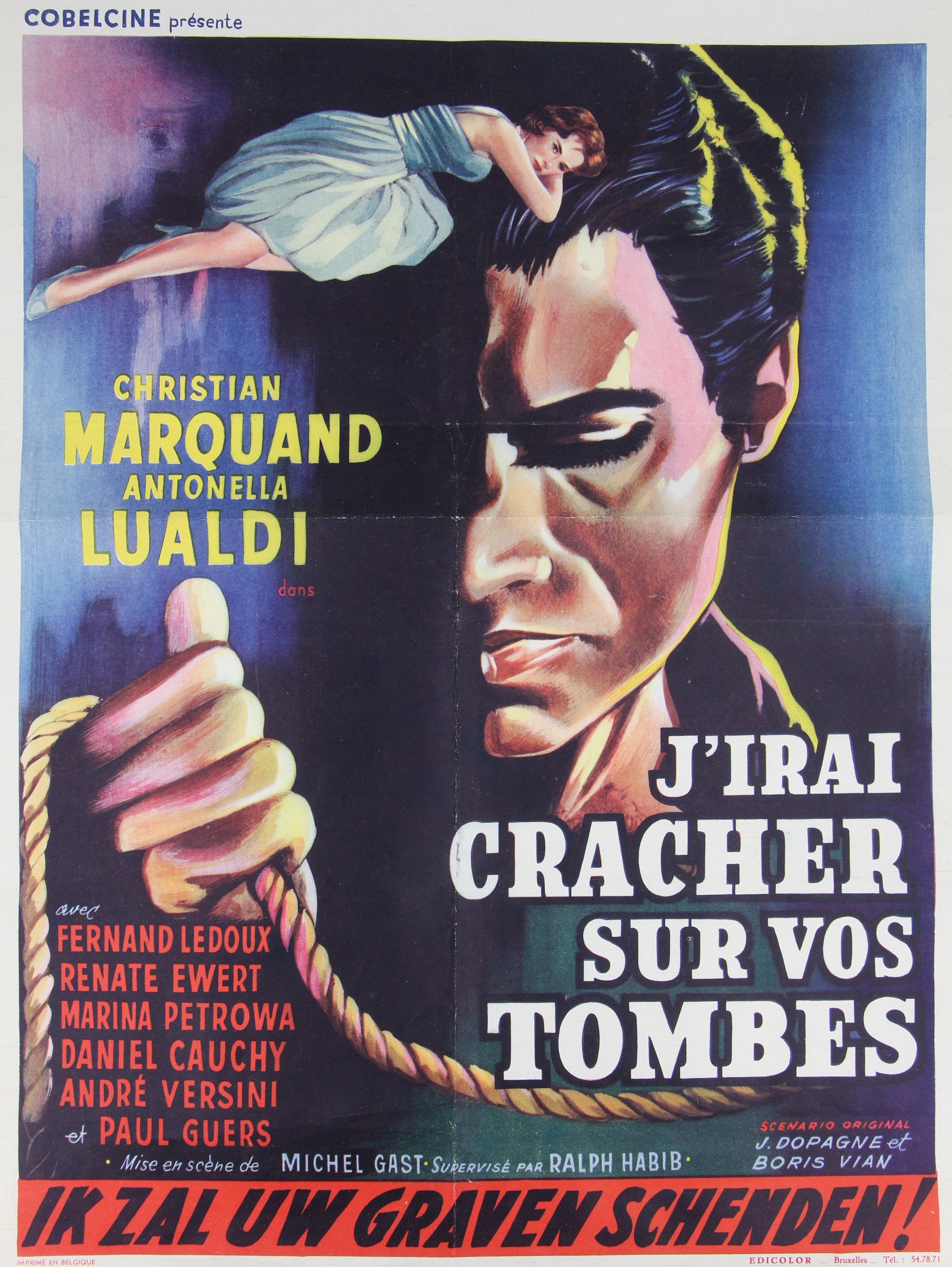 Affiche originale du film "J'irai cracher sur vos tombes" [Ik zal uw graven schenden !] VIAN Boris (sous le pseudonyme de) SULLIVAN Vernon [ ]