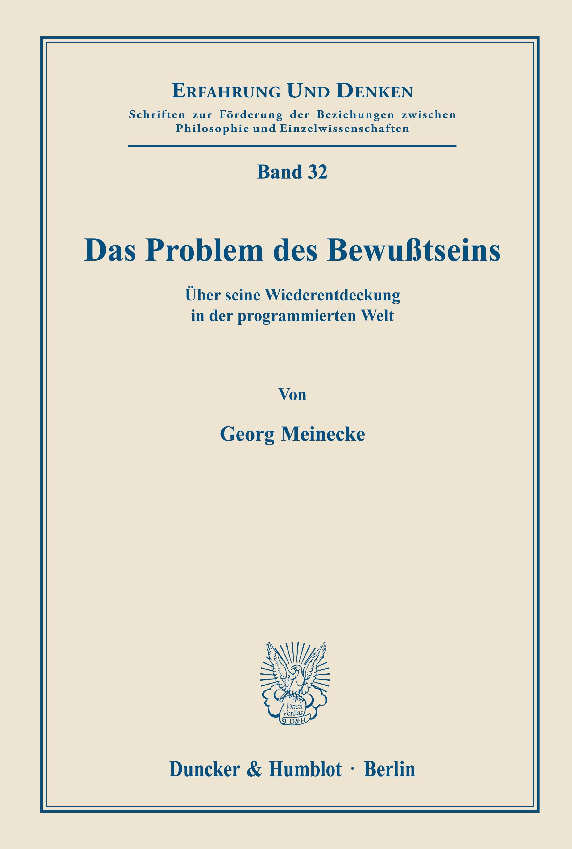 Das Problem des Bewusstseins. - Georg Meinecke